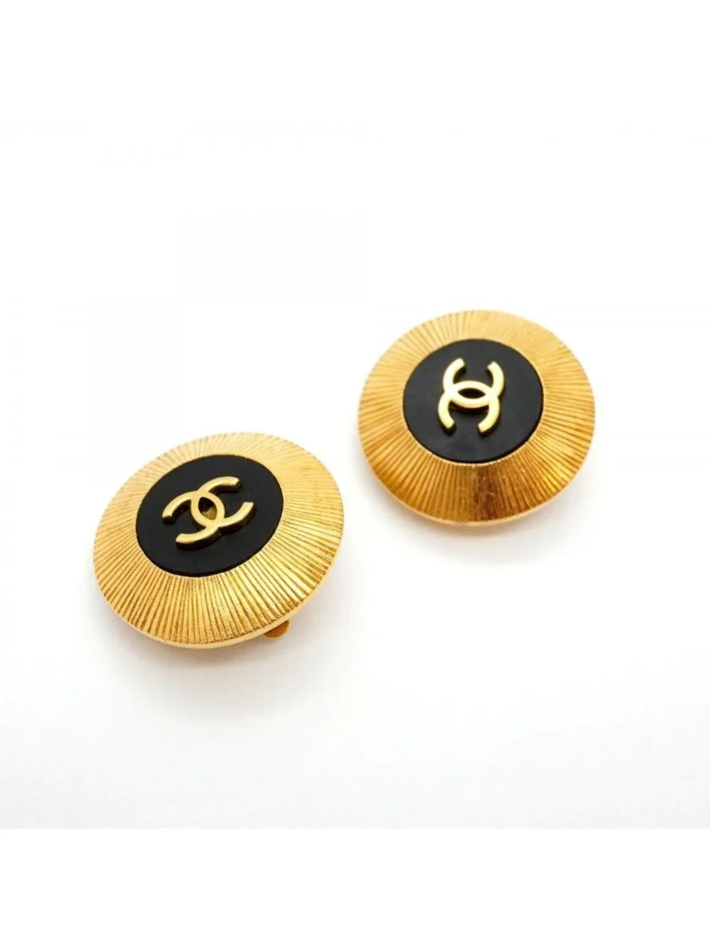 Chanel Earrings Vintage CC Logo Round